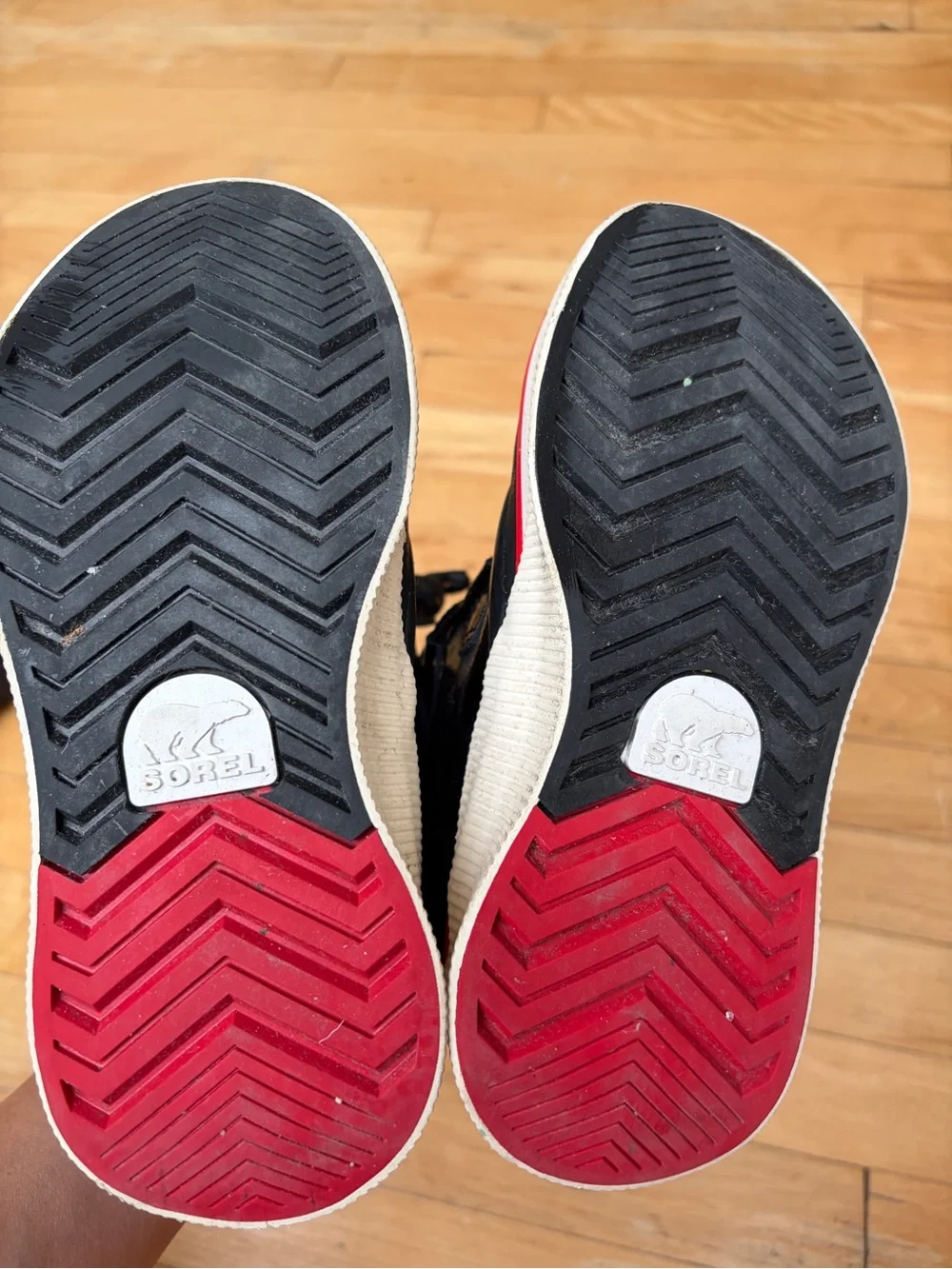 Sorel Kids Black and Red Waterproof Snow Boots
